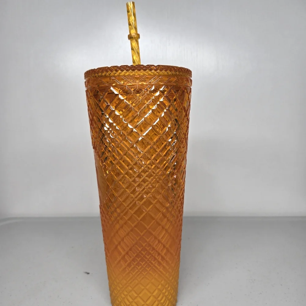 NEW Starbucks 2022 Summer Orange MANGO OMBRE Jeweled Venti Cold Cup Tumbler 24oz